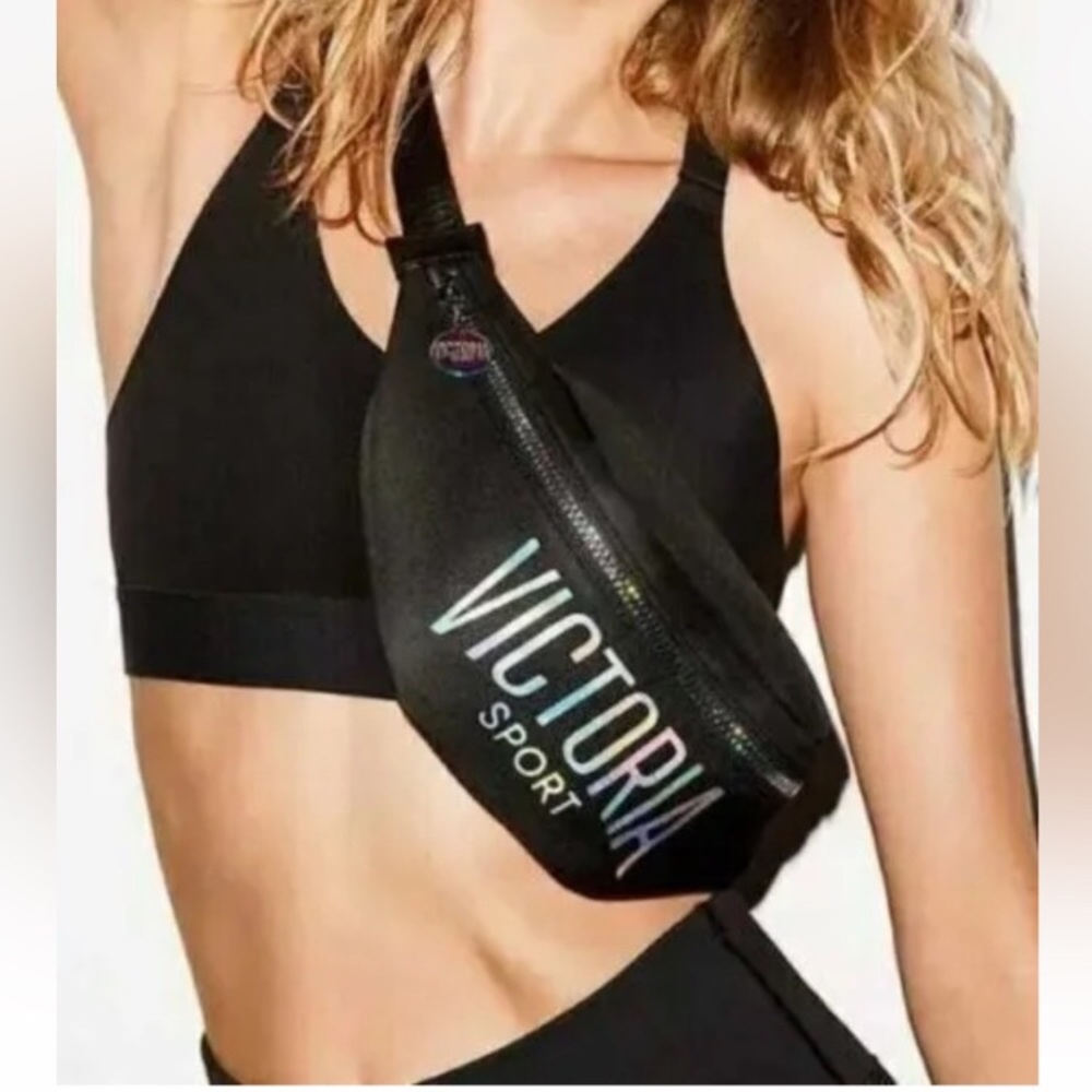 Victoria’s Secret Sport black iridescent zipper fanny pack belt bag